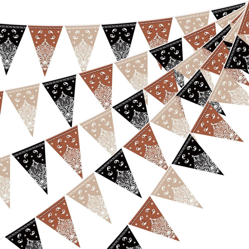 Western Cowboy Party Bunting Banner 5 Pack Paisley Dark Colors Garland Flags